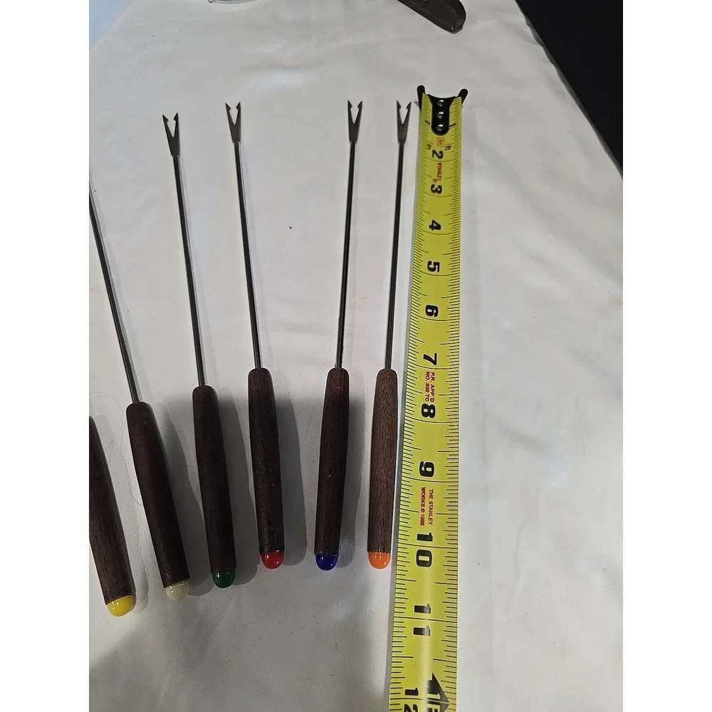 Set of 6 Fondue Forks Stainless Steel With Plastic‎ Handles, 9 1/2